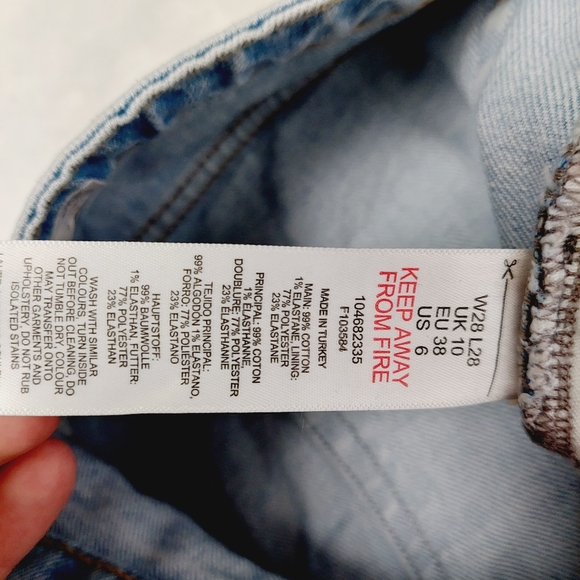 NWT Topshop Petite Straight Jeans with Raw Hem in Bleach P6084 - Picture 8 of 9